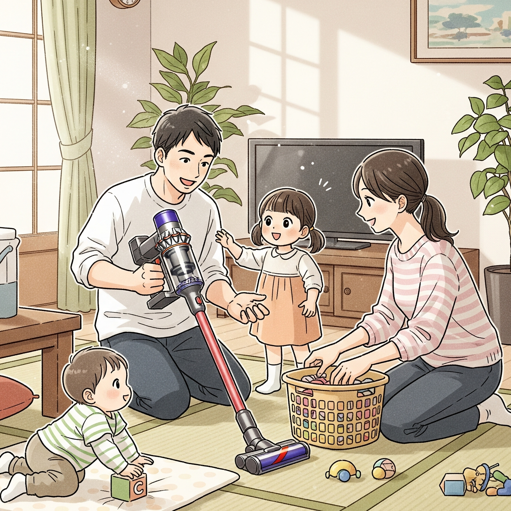 ダイソン大好き家族のイラスト