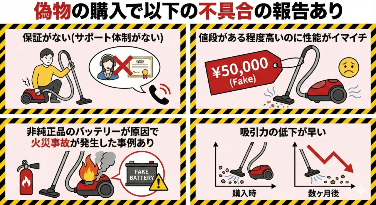 偽物での不具合いあり