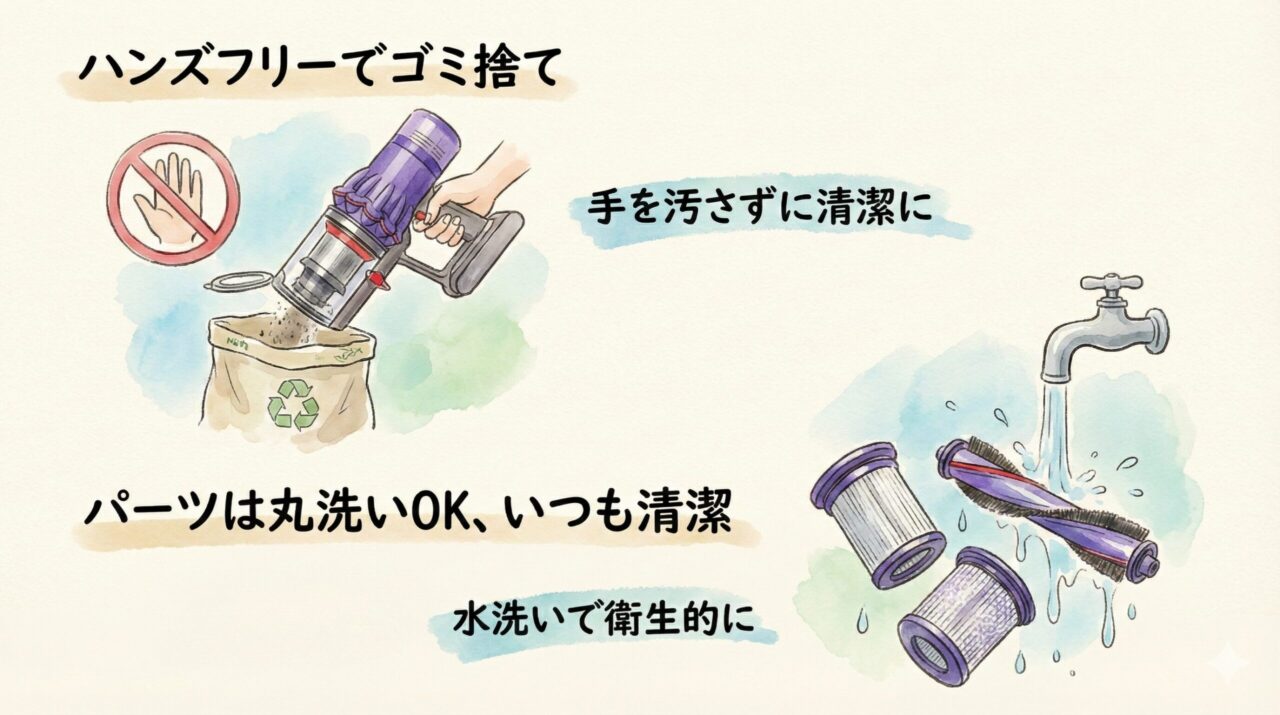 ダイソンの掃除機PencilVacFluffyconesのフィルターとメンテナンスのお手入れ