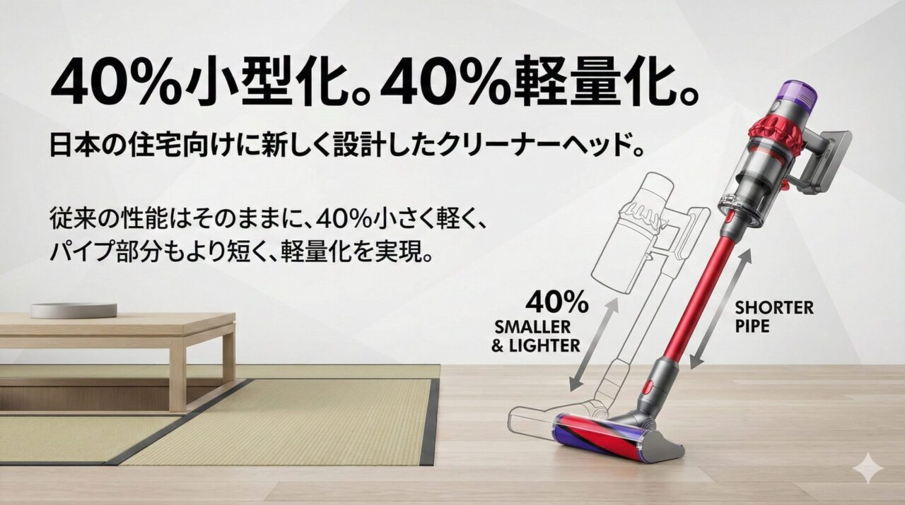 ダイソンV10 小型化・軽量化
