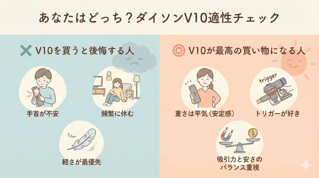 ダイソンV10適性チェック