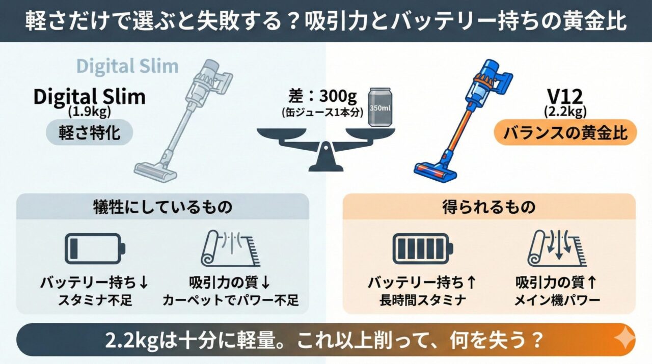軽さだけで選ぶと失敗する？吸引力とバッテリー持ちの黄金比