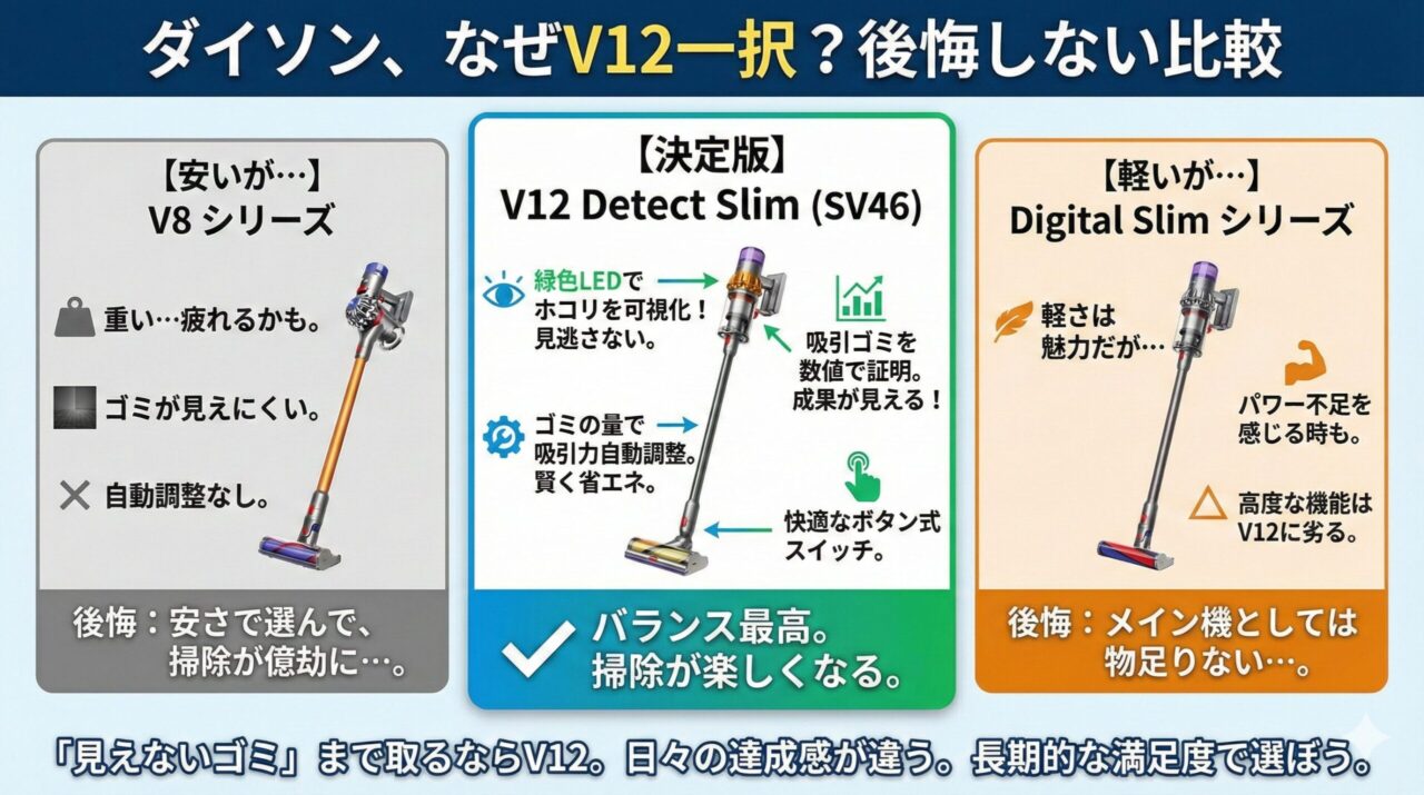なぜ「V12 (SV46)」一択なのか？他機種を選んで後悔するパターン