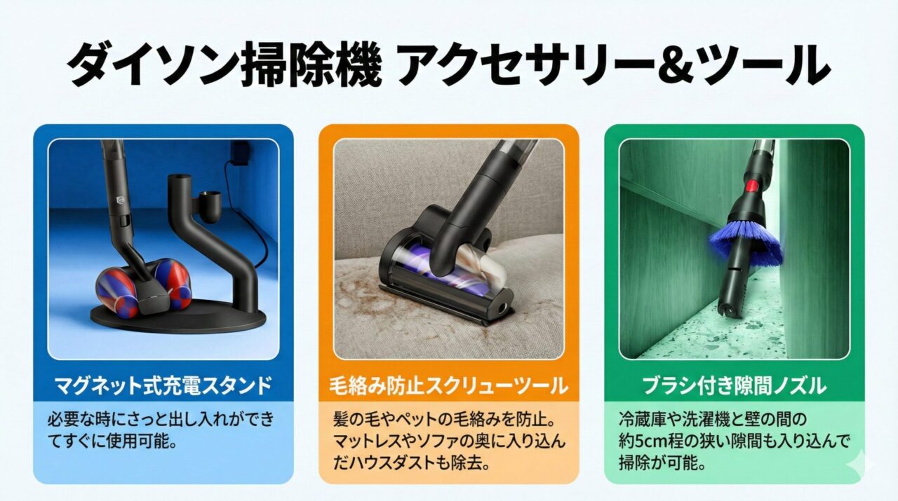 Dyson Pencilvac Fluffycones (ペンシルバック フラフィコーンズSV50FC)は本体の充電と収納がしやすい