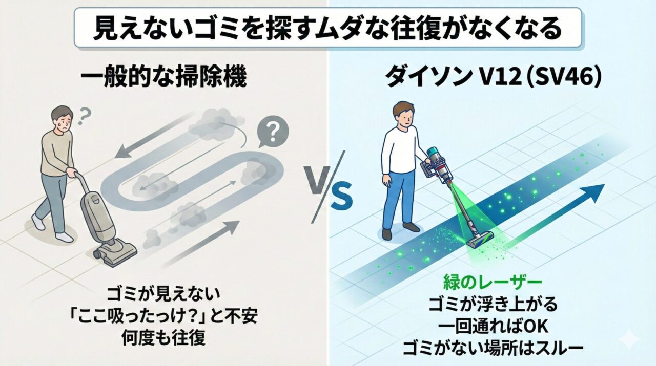 見えないゴミを探すムダな往復がなくなる