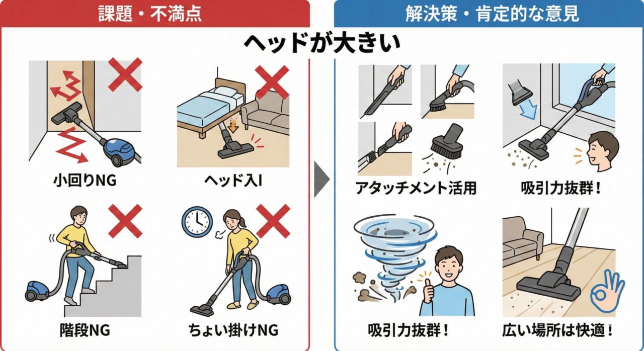 ダイソンV8 originはヘッドが大きくベットやソファーの下の奥まで入らない