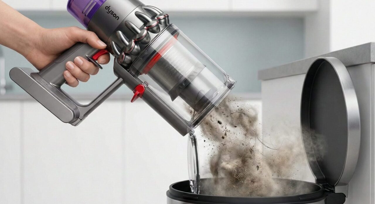 ダイソンのゴミ捨てはワンタッチ