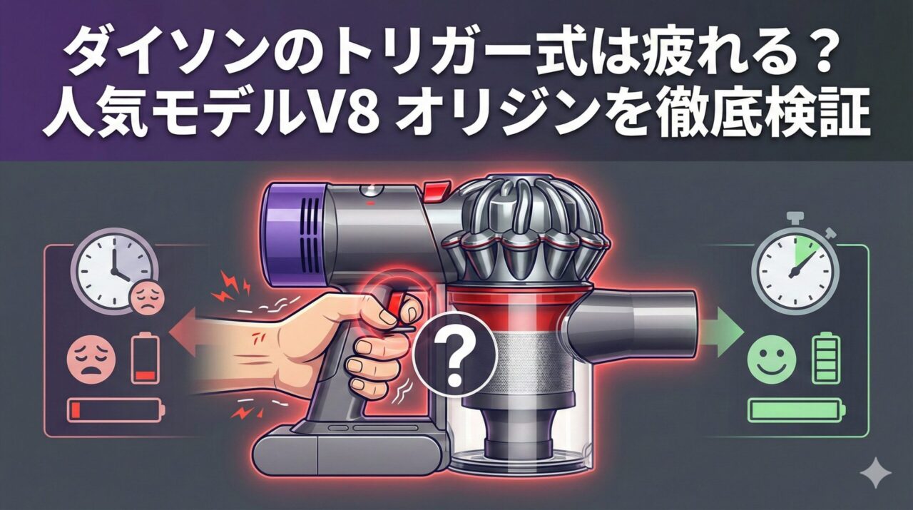 ダイソンのトリガー式は疲れる？人気モデルV8 オリジンを徹底検証