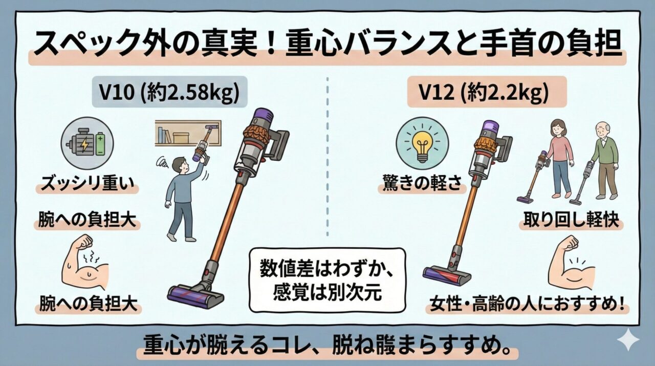 ダイソンV10とV12の「重さ」と「ゴミ捨て」の決定的な違い