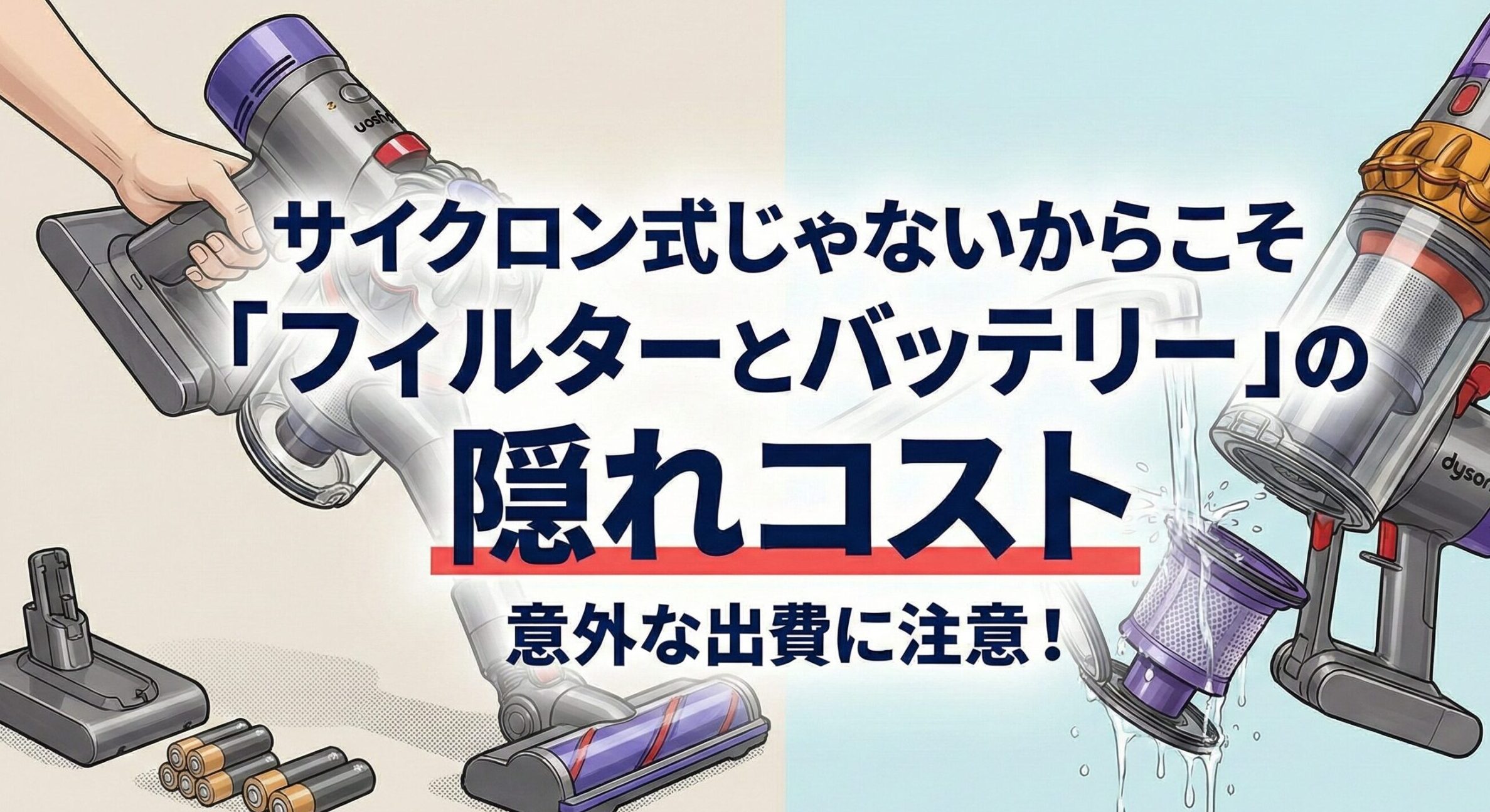 サイクロン式じゃないからこそ「フィルターとバッテリー」の隠れコスト