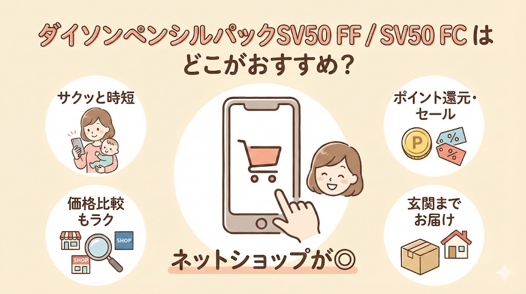 ダイソンペンシルパックSV50 FFとSV50 FCはどこで購入がおすすめ?