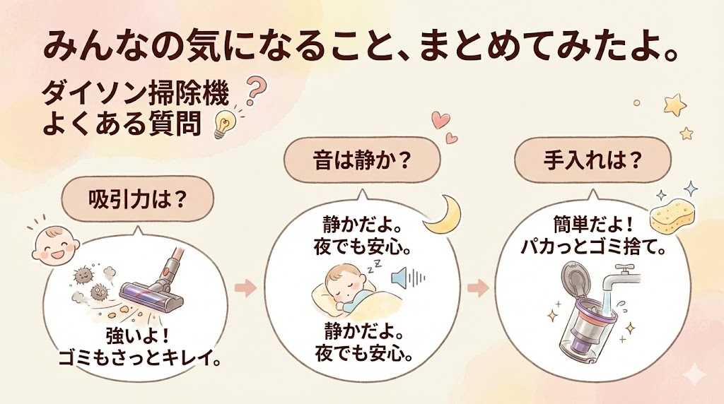 ダイソンの掃除機にあるよくある質問をまとめてみました。