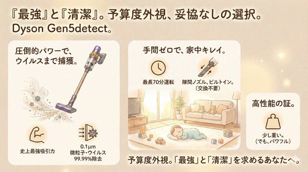 予算度外視で「最強のスペック」と「清潔さ」が欲しいならDyson Gen5detect