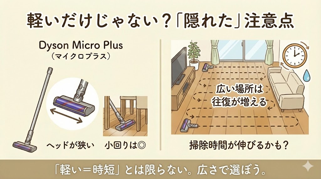 Dyson Micro Plus（マイクロプラス）・V12のヘッド幅の違い