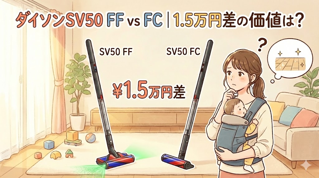 ダイソンペンシルバックSV50 FFとSV50 FCの違い｜1.5万円差の価値はある？