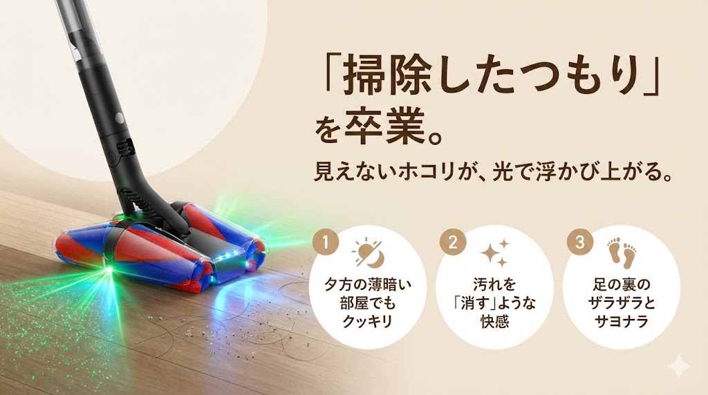 可視化の有無|「掃除したつもり」を卒業できるLEDライト