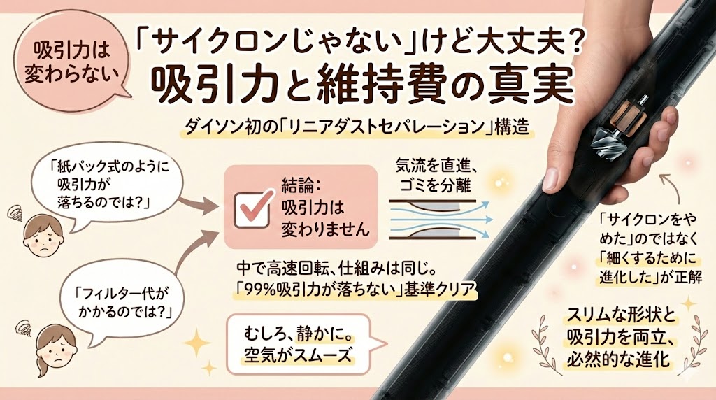 「サイクロンじゃない」けど大丈夫?吸引力と維持費の真実
