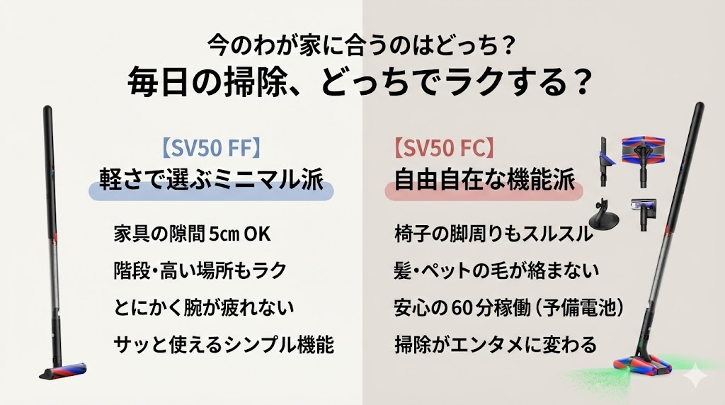 SV50 FFとSV50 FCはどっちがおすすめ