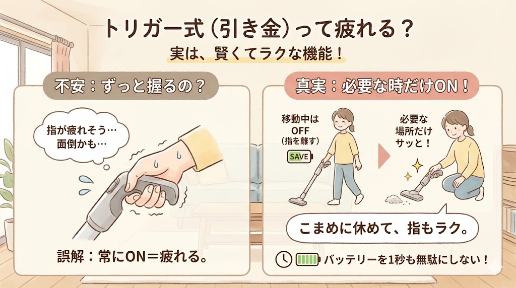 トリガー式は疲れる？V8/V10ユーザーが教える「指が楽になる」持ち方のコツ