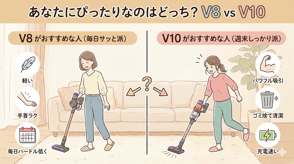パワーと時短を重視するならV10がおすすめ
