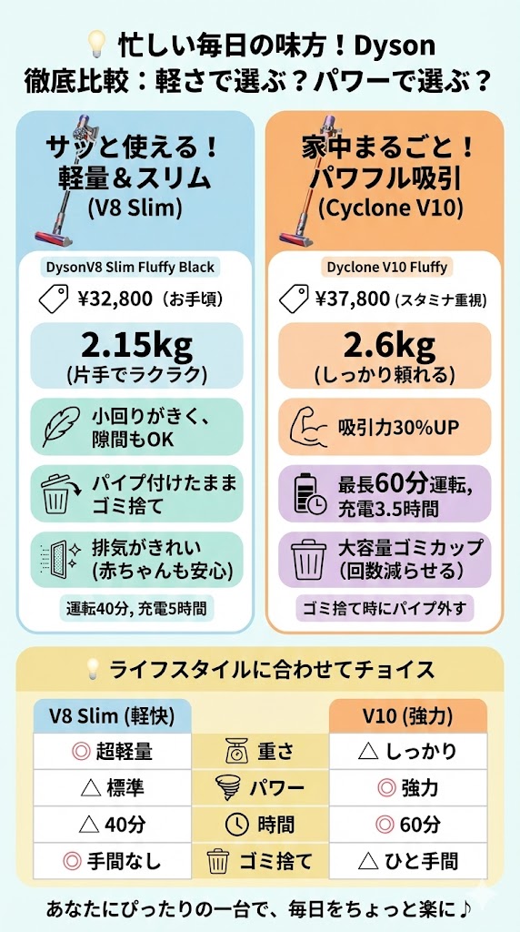ダイソンV10とV8の違い