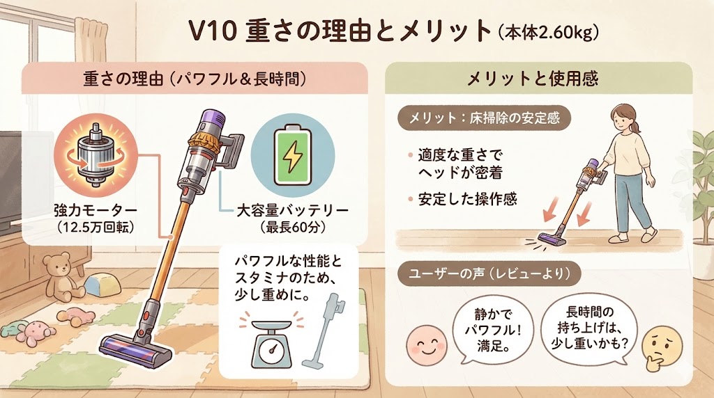 V10は本体質量が2.60kg