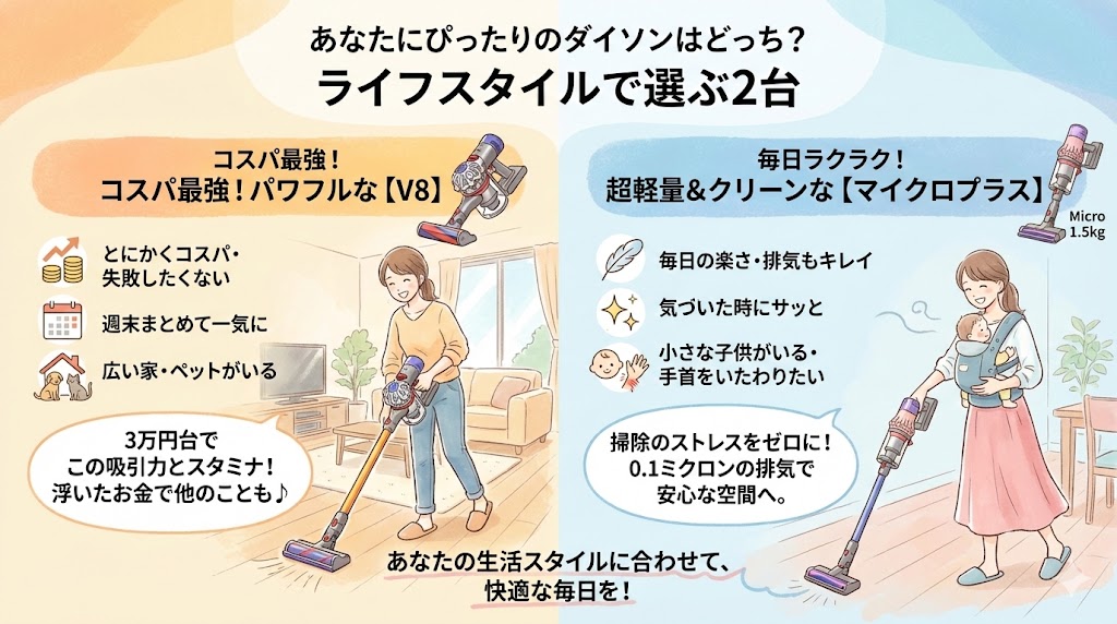 マイクロプラスとV8はどっちがおすすめ