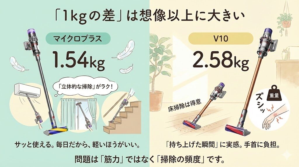 【重さとサイズ】「1kgの差」は想像以上に大きい