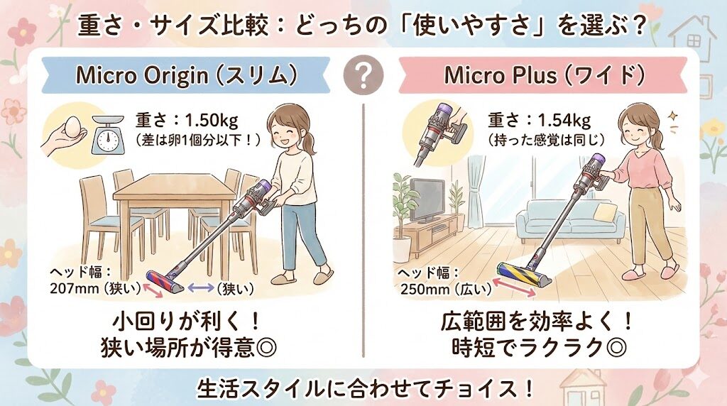 マイクロオリジンとプラスの決定的な違い4つ重さ