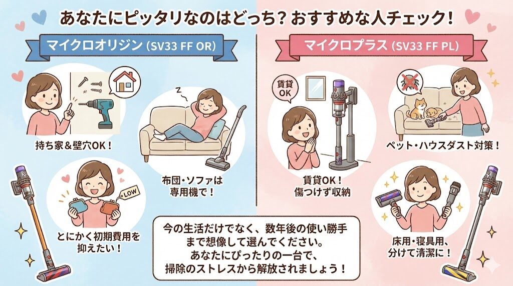 ダイソンマイクロプラスとオリジンがおすすめな人