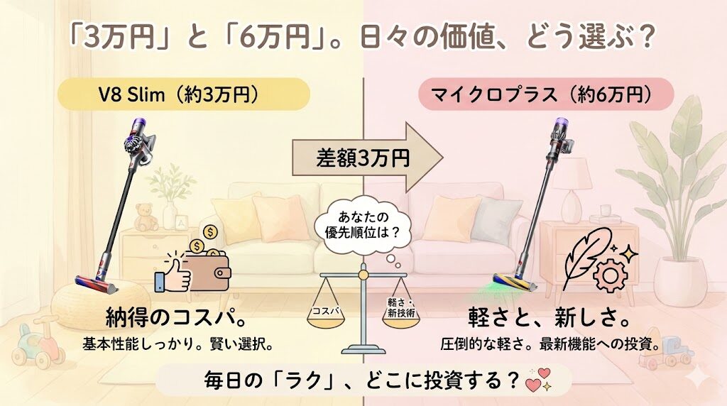 マイクロプラスとV8の値段の差