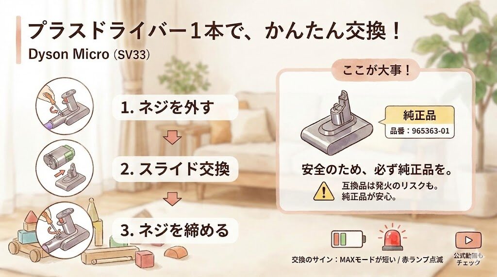 マイクロシリーズのバッテリー交換方法