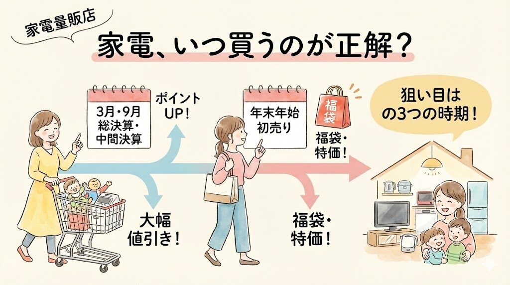 家電量販店の決算の時期・ポイントアップ時期を狙う