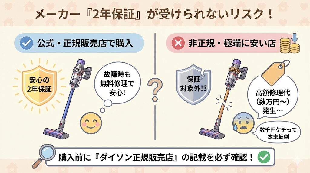 メーカーの「2年保証」が受けられないリスク