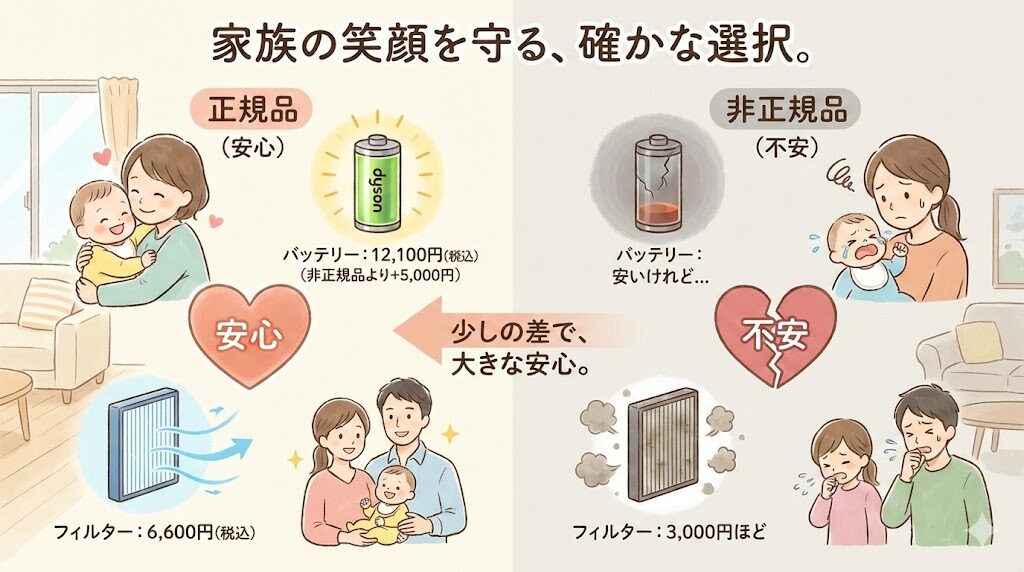 フィルターやバッテリーは正規品がおすすめ