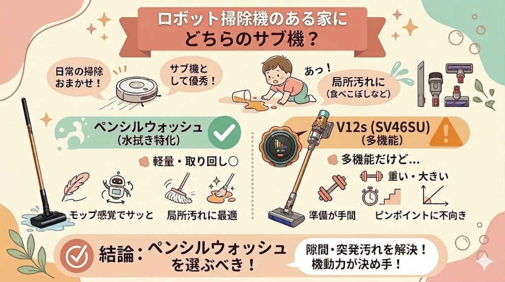 ロボット掃除機と併用するならどちらを選ぶべきか