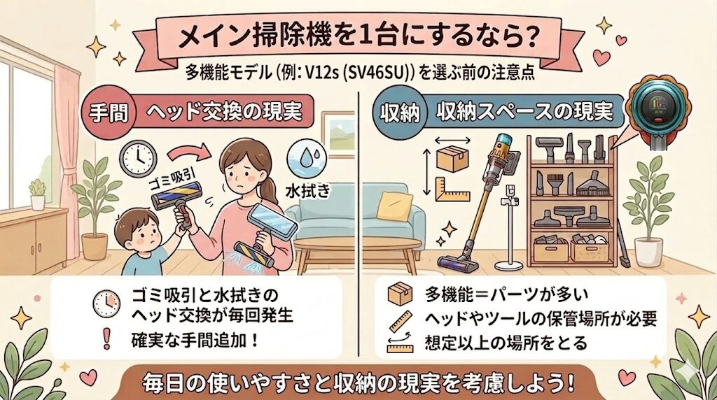 メイン掃除機として「1台への集約」を目指す場合の注意点