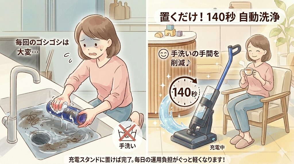 ダイソンウォッシュG1｜140秒の自動洗浄機能で手間を軽減