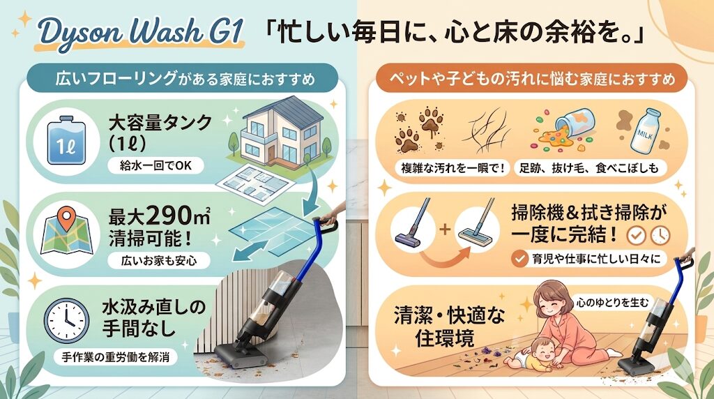 おすすめな人：広いフローリングがある・ペットがいる家庭