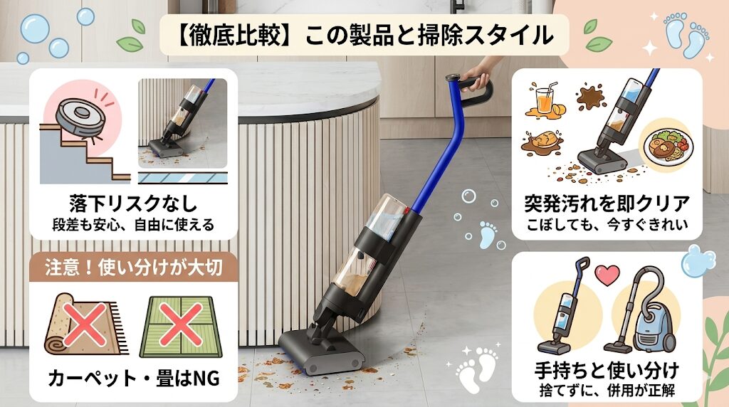 ダイソンウォッシュG1｜水拭きロボット掃除機や従来型掃除機との徹底比較