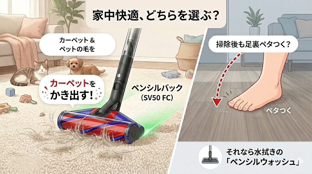 ライフスタイルに合わせたペンシルウォッシュとペンシルバック(SV50 FC)の選びかた