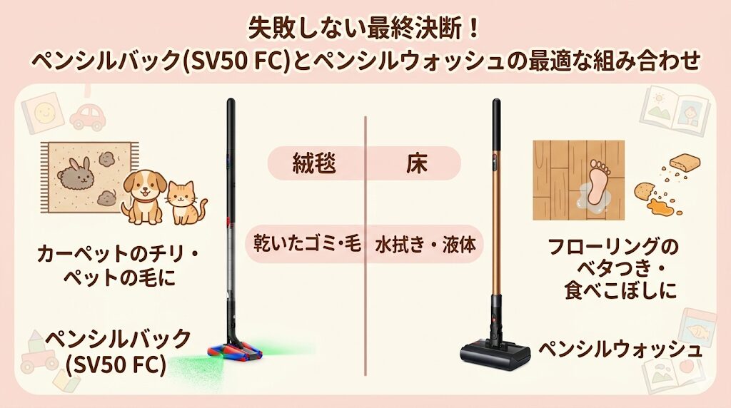 失敗しない最終の判断！ペンシルバック(SV50 FC)とペンシルウォッシュの最適な組み合わせ