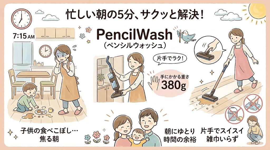 忙しい平日の朝（5分間のサクッと掃除）にはペンシルウォッシュがおすすめ