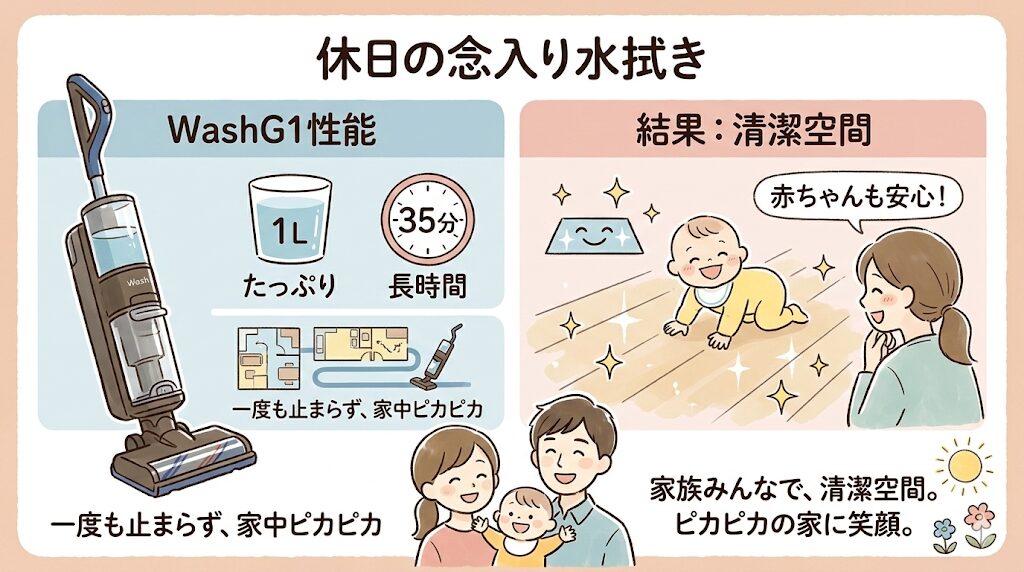 休日の念入りリセット掃除（家中まるごと水拭き）したいならWashG1がおすすめ