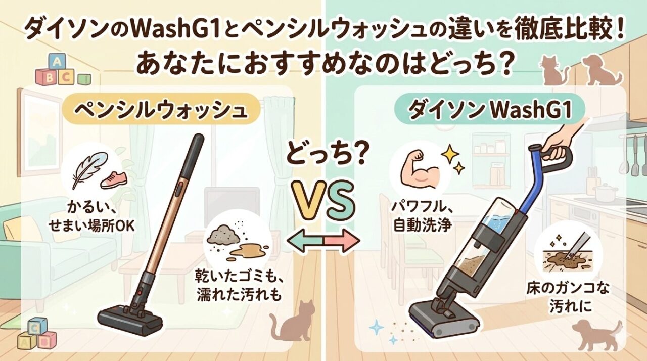 ダイソンのWashG1とペンシルウォッシュの違い