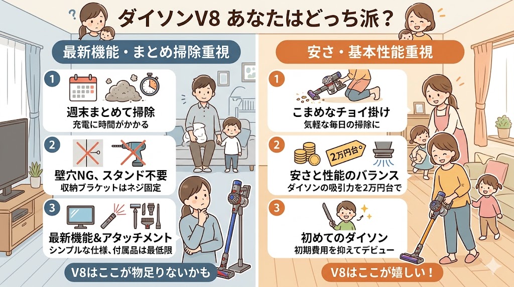 ダイソンV8がおすすめな人とおすすめじゃない人