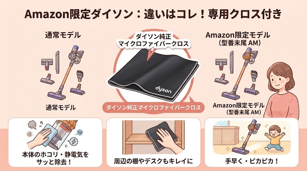 ダイソンの掃除機Amazon限定モデルとの違いは付属品
