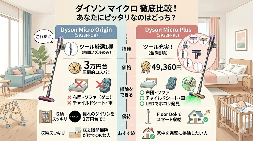 ダイソンマイクロオリジン（SV33FFOR）は付属ツールが少ない