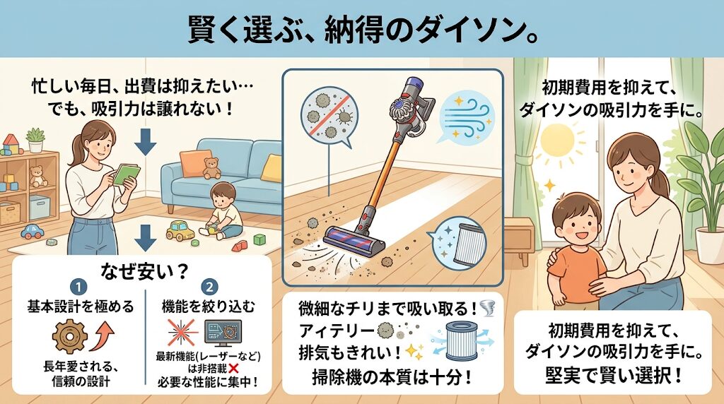 ダイソンV8が適している人の条件：安さと基本の性能とのバランスを重視する人