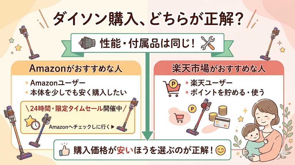 性能や掃除ツールは同じなので「購入時の値段が安いほう」を選ぶのが正解